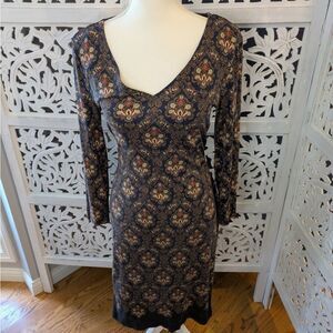 Tory Burch Blue Pink Asymmetrical Ruched Bodycon Dress Sz L